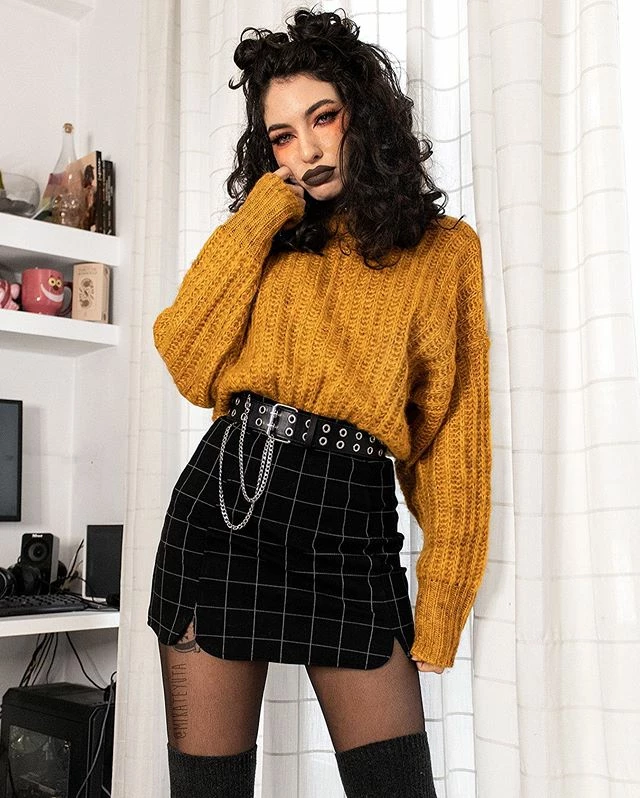 Unzzy HOT SALE Plaid Petals Hip Short Skirt KF50523 1 Unzzy HOT SALE Plaid Petals Hip Short Skirt KF50523