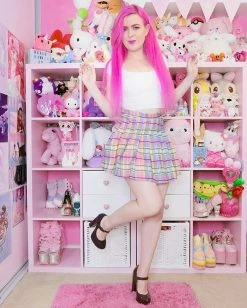 Unzzy Pink Plaid Pleated Skirt KF90538 HOT SALE 15 Unzzy Pink Plaid Pleated Skirt KF90538 HOT SALE