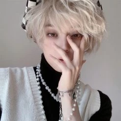 Unzzy HOT SALE White Blonde Fluffy Short Wig KF82687