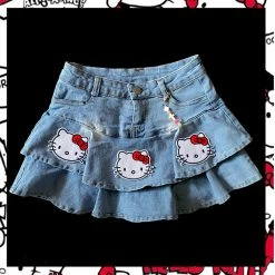 Unzzy Kitty Cat Denim Skirt KF82796 HOT SALE 6 Unzzy Kitty Cat Denim Skirt KF82796 HOT SALE