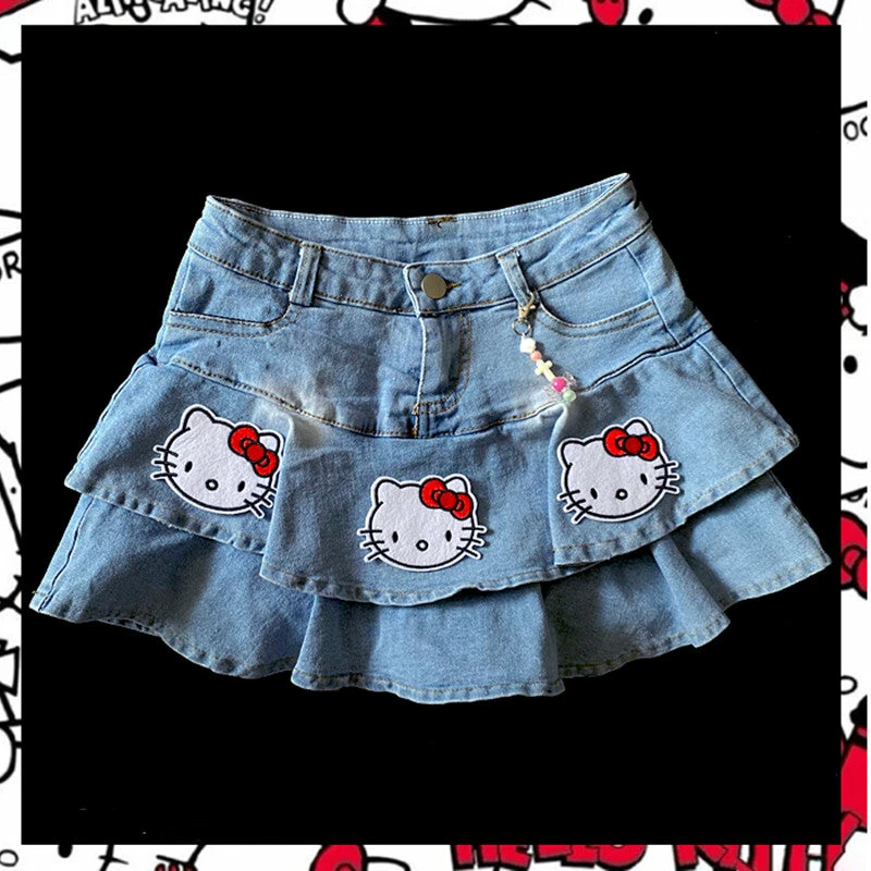 Unzzy Kitty Cat Denim Skirt KF82796 HOT SALE 3 Unzzy Kitty Cat Denim Skirt KF82796 HOT SALE