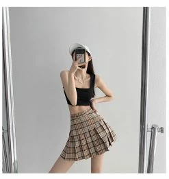 Unzzy Plaid Pleated Skirt KF9577 HOT SALE