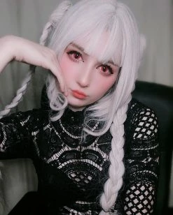 Unzzy HOT SALE White Long Roll Wig KF90768