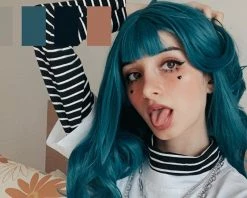 Unzzy HOT SALE Blue-green Wig KF9614