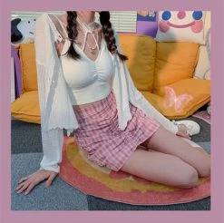 Unzzy Pink High Waist Irregular Skirt KF90231 8 Unzzy Pink High Waist Irregular Skirt KF90231