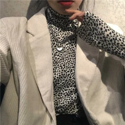 Unzzy Leopard Print Long Sleeve T-shirt KF81769