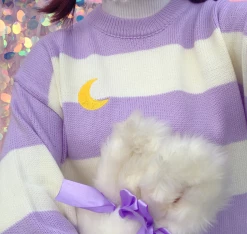 Unzzy Striped Moon Sweater KF2247 HOT SALE