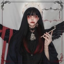 Unzzy HOT SALE Black Gradient Red Wig KF81789