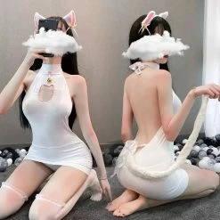 Unzzy Cat Cheongsam Dress KF81965 HOT SALE