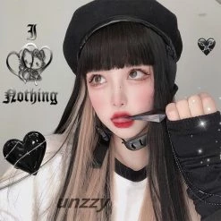 Unzzy HOT SALE Black Yellow Long Straight Wig KF81943