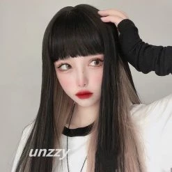 Unzzy HOT SALE Black Yellow Long Straight Wig KF81943