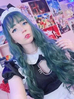 Unzzy HOT SALE Dark Green Long Roll Wig KF9494 13 Unzzy HOT SALE Dark Green Long Roll Wig KF9494