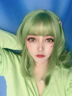 Unzzy HOT SALE Green Short Straight Wig KF9619 21 Unzzy HOT SALE Green Short Straight Wig KF9619