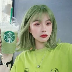 Unzzy HOT SALE Green Short Straight Wig KF9619