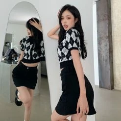 Unzzy Diamond Knit Sweater KF82087 HOT SALE