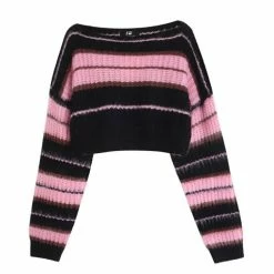 Unzzy Pink Striped Sweater KF82612