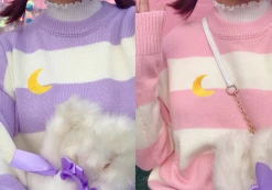 Unzzy Striped Moon Sweater KF2247 HOT SALE