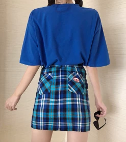 Unzzy Blue Embroidered Skirt KF2126 HOT SALE