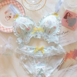 Unzzy Cute Cartoon Print Bra Set KF82531