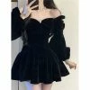 Unzzy HOT SALE Off Shoulder Velvet DressKF82577