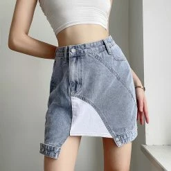 Unzzy HOT SALE Asymmetric Denim Skirt KF81546