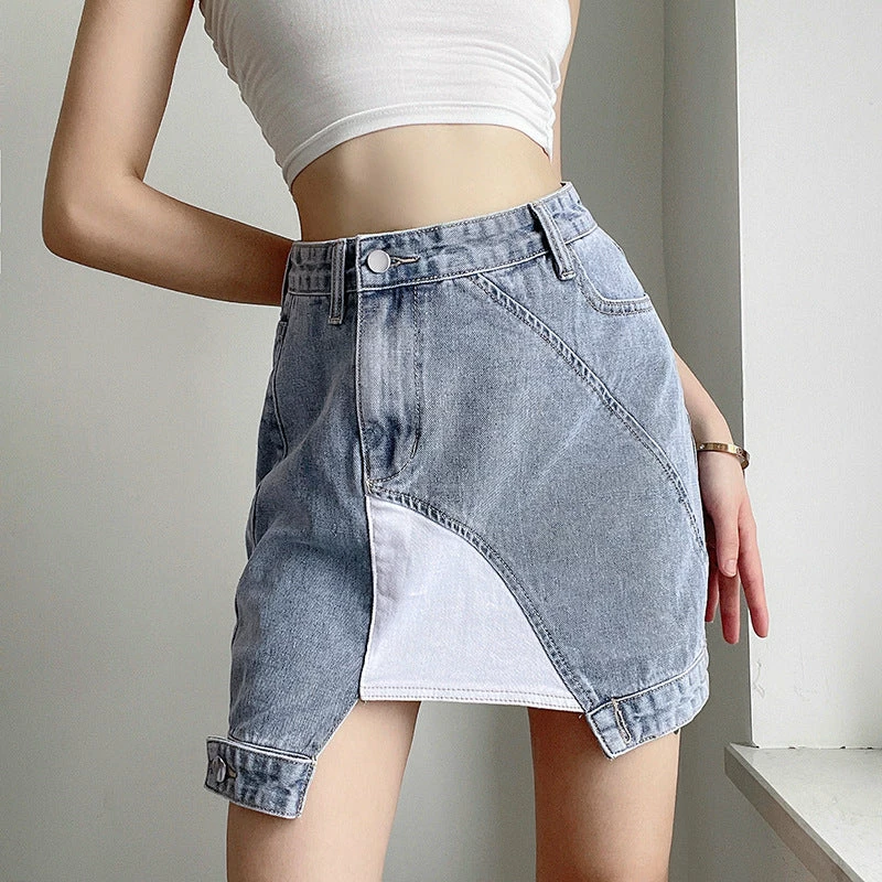 Unzzy HOT SALE Asymmetric Denim Skirt KF81546 1 Unzzy HOT SALE Asymmetric Denim Skirt KF81546
