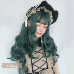 Unzzy HOT SALE Dark Green Long Roll Wig KF9494 15 Unzzy HOT SALE Dark Green Long Roll Wig KF9494
