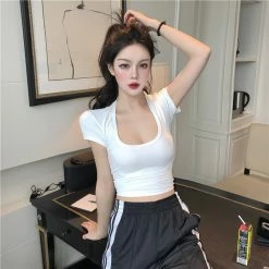 Unzzy U-neck Short-sleeved T-shirt KF908028 HOT SALE