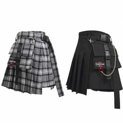 Unzzy HOT SALE Ulzzang Black Plaid Skirt KF90116 24 Unzzy HOT SALE Ulzzang Black Plaid Skirt KF90116