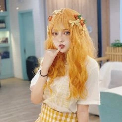 Unzzy HOT SALE Orange Long Roll Wig KF9426