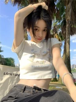 Unzzy HOT SALE Cute Cartoon Print T-shirt KF82825