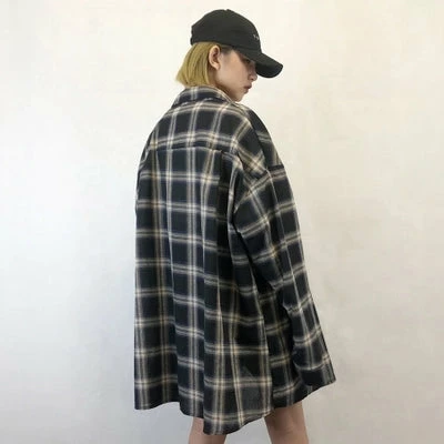 Unzzy HOT SALE Harajuku Plaid Long Sleeve Shirt KF2388 4 Unzzy HOT SALE Harajuku Plaid Long Sleeve Shirt KF2388
