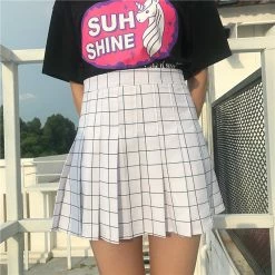 Unzzy Plaid Pleated Skirt KF90749