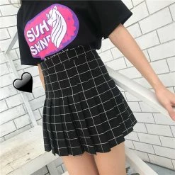 Unzzy Plaid Pleated Skirt KF90749