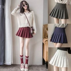 Unzzy Winter Wool Thicken High Waist Plaid Skirt KF25066 HOT SALE