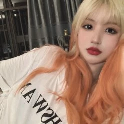 Unzzy Orange Long Straight Wig KF81411 12 Unzzy Orange Long Straight Wig KF81411