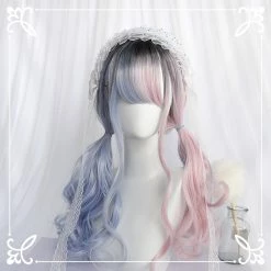Unzzy HOT SALE Pink Blue Long Curly Wig KF81672 8 Unzzy HOT SALE Pink Blue Long Curly Wig KF81672