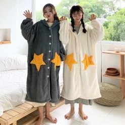 Unzzy Plush Stars Long Coat KF90034