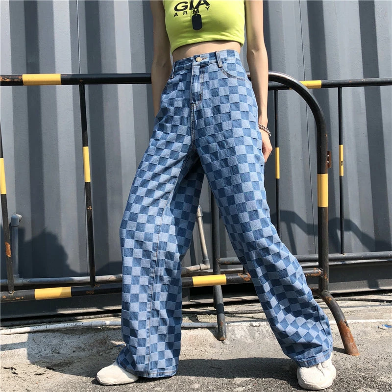 Unzzy Vintage Plaid Jeans KF90380 HOT SALE 4 Unzzy Vintage Plaid Jeans KF90380 HOT SALE