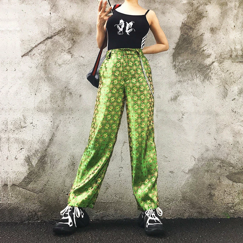 Unzzy HOT SALE Chain Green Pants KF90549 6 Unzzy HOT SALE Chain Green Pants KF90549