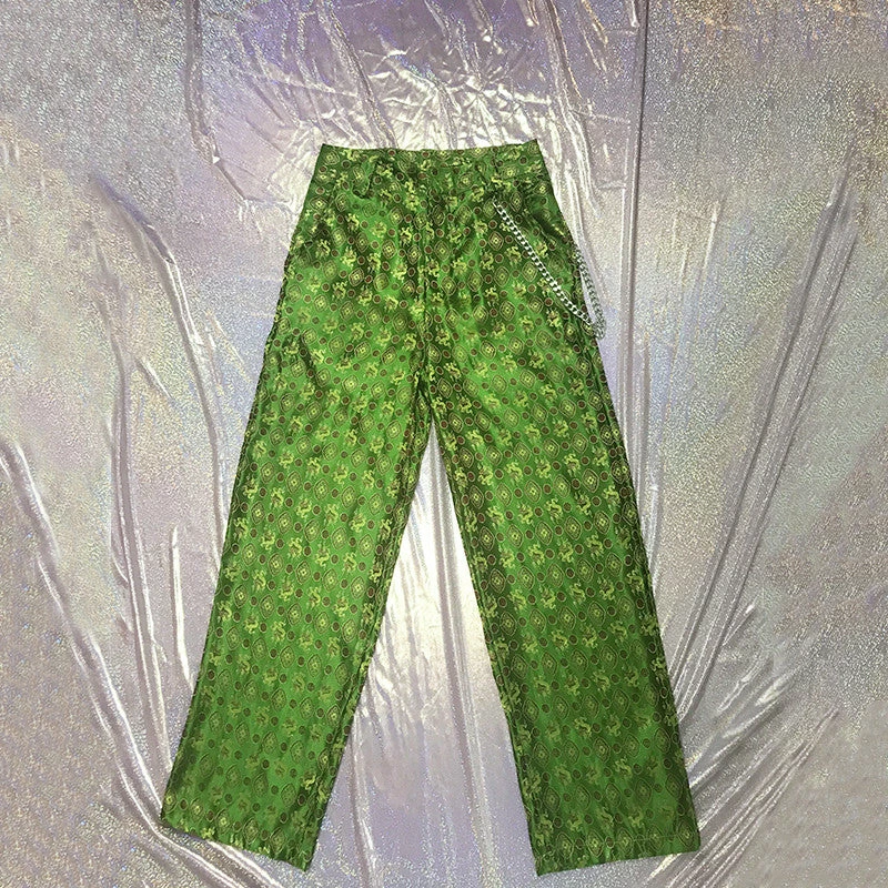 Unzzy HOT SALE Chain Green Pants KF90549 8 Unzzy HOT SALE Chain Green Pants KF90549