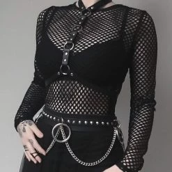 Unzzy Tops Dark Punk Shirt KF90066 (send Belt)