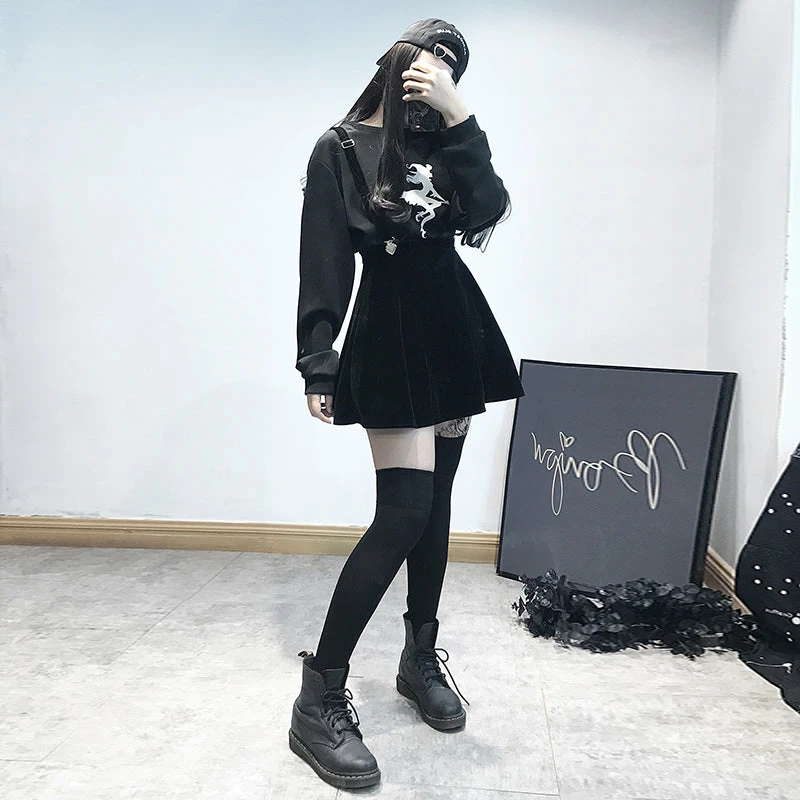 Unzzy HOT SALE Harajuku Black Strap Dress KF90579 7 Unzzy HOT SALE Harajuku Black Strap Dress KF90579