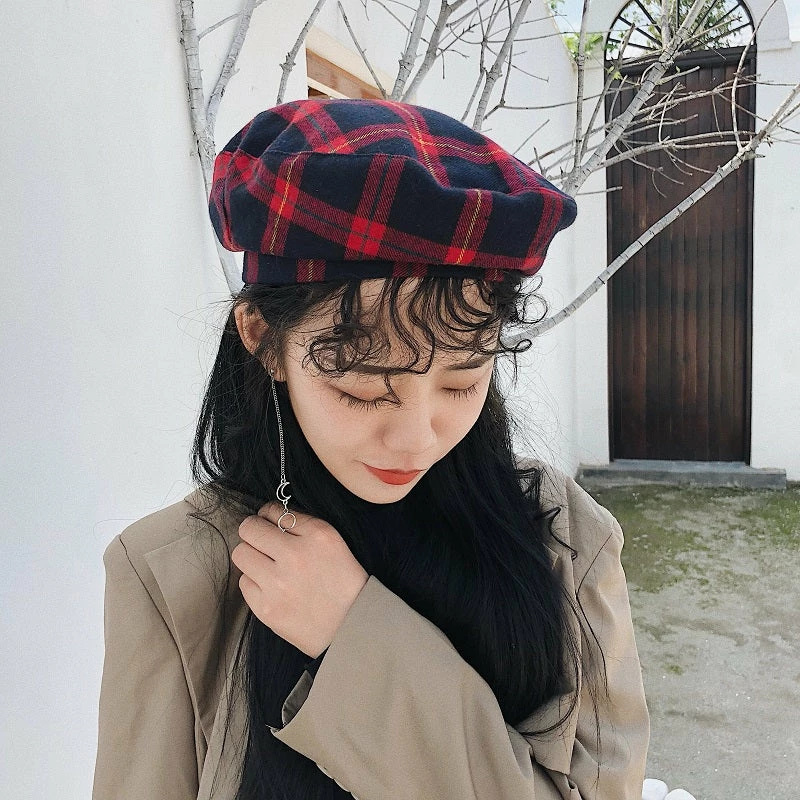 Unzzy HOT SALE Vintage Plaid Beret KF90557 2 Unzzy HOT SALE Vintage Plaid Beret KF90557