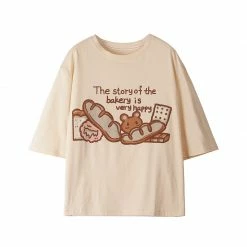 Unzzy HOT SALE Apricot Cartoon T-Shirt KF9257