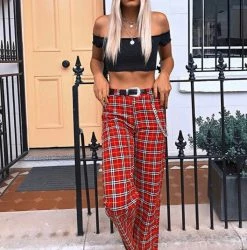 Unzzy Bottoms Plaid Chain Pants KF90317 18 Unzzy Bottoms Plaid Chain Pants KF90317