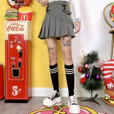 Unzzy Grey Pocket Pleated Skirt KF90020 8 Unzzy Grey Pocket Pleated Skirt KF90020