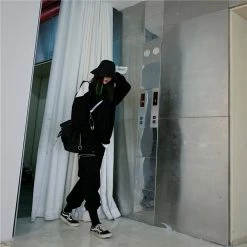 Unzzy HOT SALE Black Chain Pants KF90801