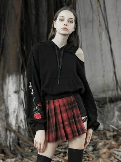 Unzzy Fake Two-piece Plaid High Waist Skirt KF25067 HOT SALE
