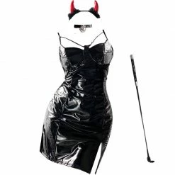 Unzzy Cosplay Little Devil Leather DRESS (2-PIECE SET） KF82468 HOT SALE